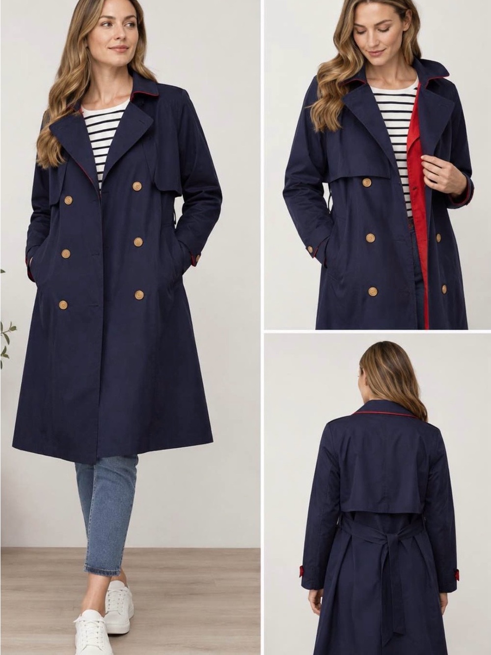 Vintage 70/80’s Town By London Fog Trench coat Flawless Navy And Red Liner